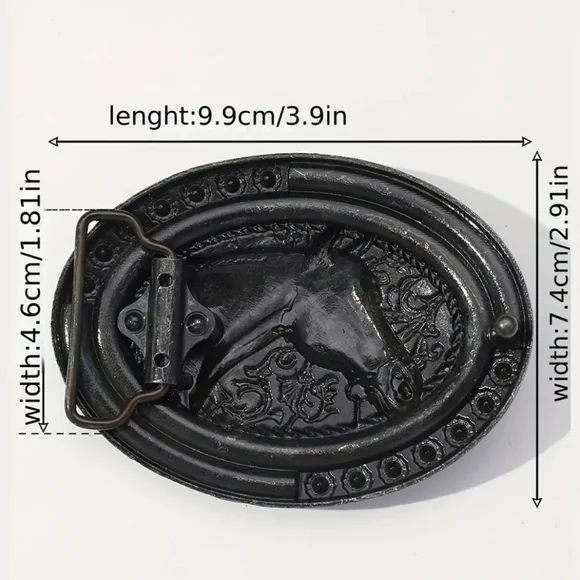 New men's horse cowboy western belt buckle blue beads - Picture 3 of 4